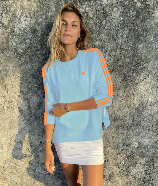 Arm Stripe Sweatshirt in Blue Orange by Sophie Moran