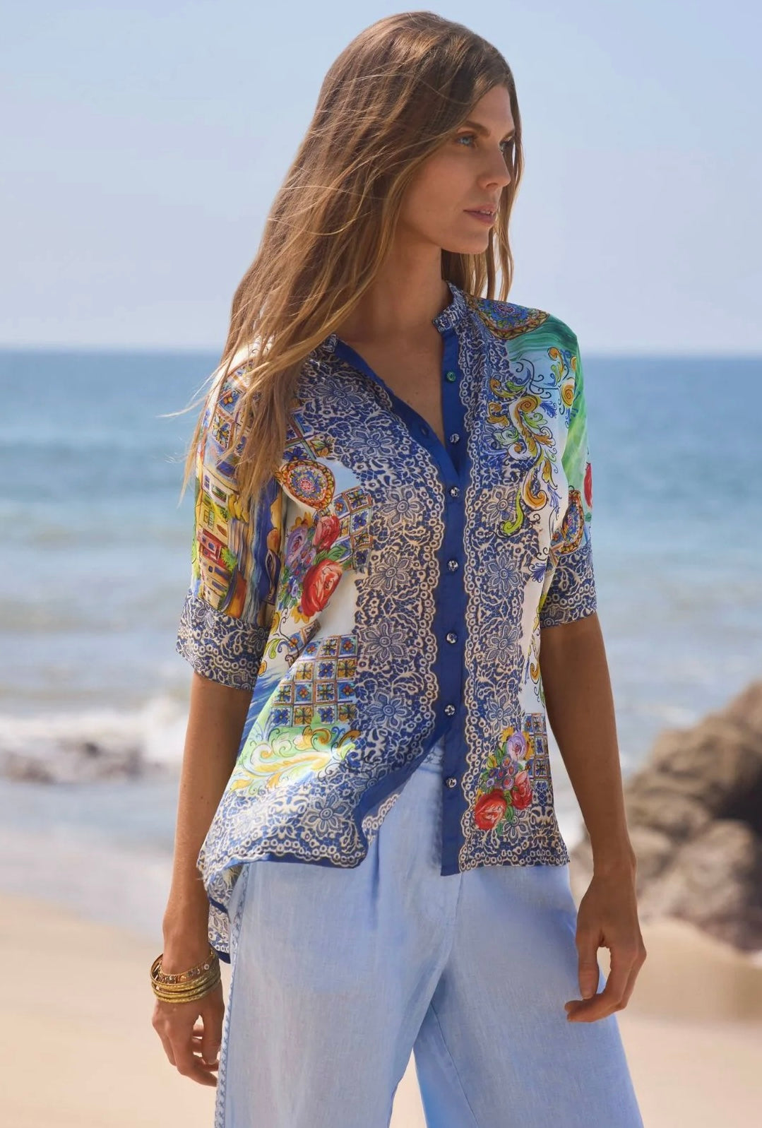 Shiro Blouse in Christy by Johnny Was