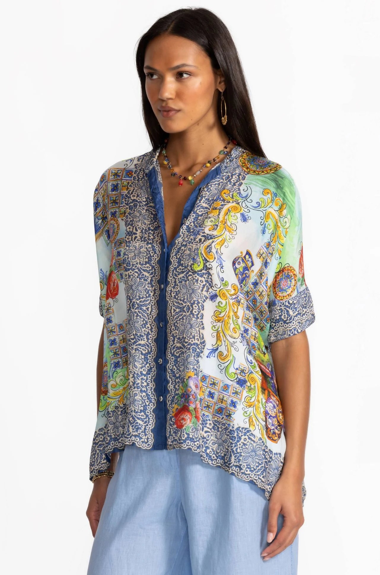 Shiro Blouse in Christy by Johnny Was