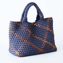 Load image into Gallery viewer, Amsterdam Crossbody Tote in Grey Blue/Copper by Mon Milou
