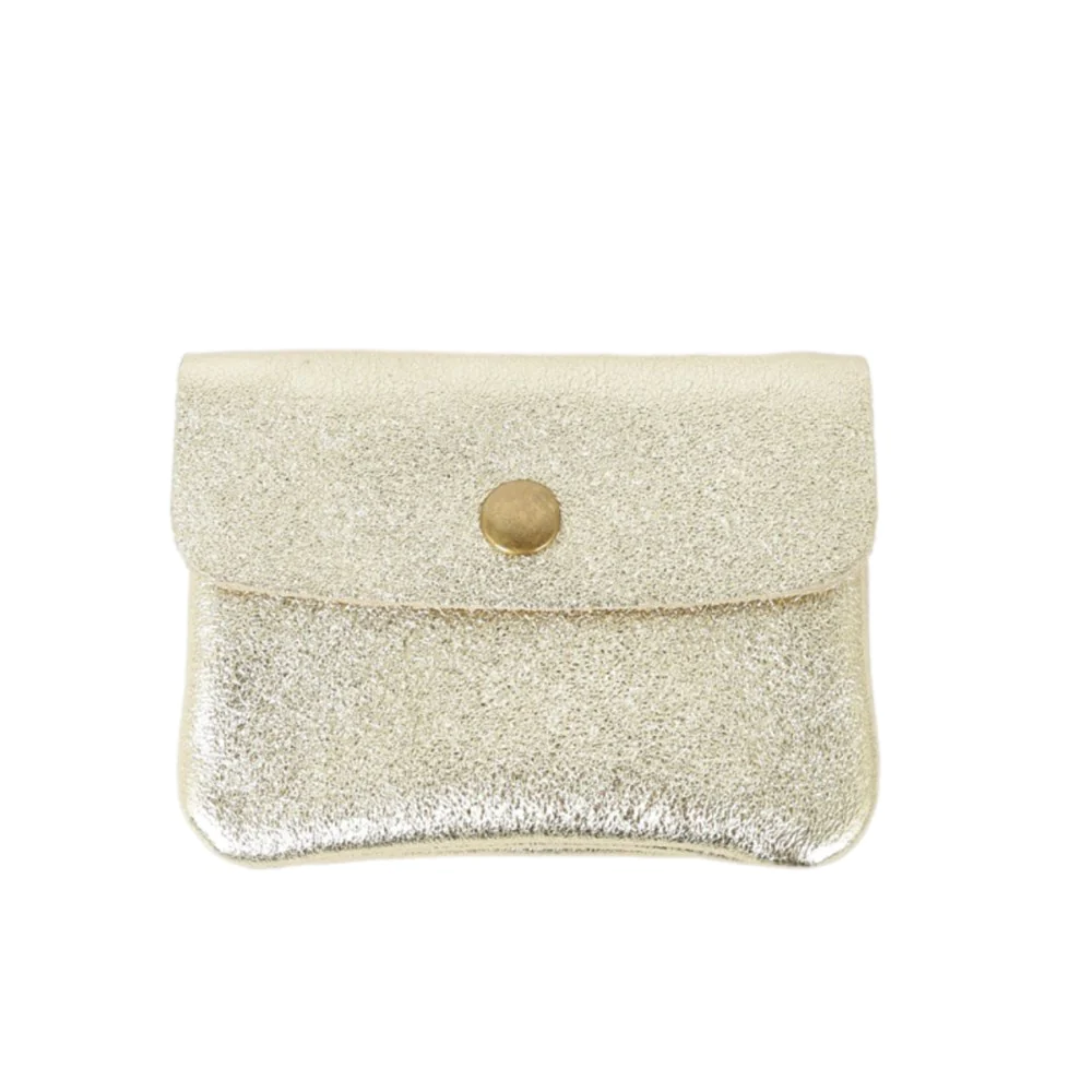 Metallic Coin Purse in Gold by Maison Fanli