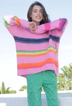 Load image into Gallery viewer, Striped Brushed Sweater in Pink by Miss Goodlife
