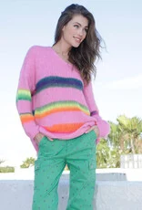Striped Brushed Sweater in Pink by Miss Goodlife