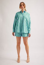 Load image into Gallery viewer, Mix It Up Shirt in Blue/Green Stripe by Alessandra
