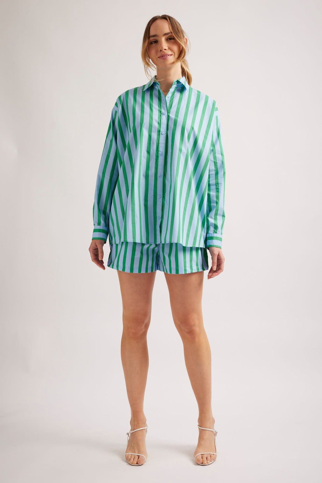 Mix It Up Shirt in Blue/Green Stripe by Alessandra