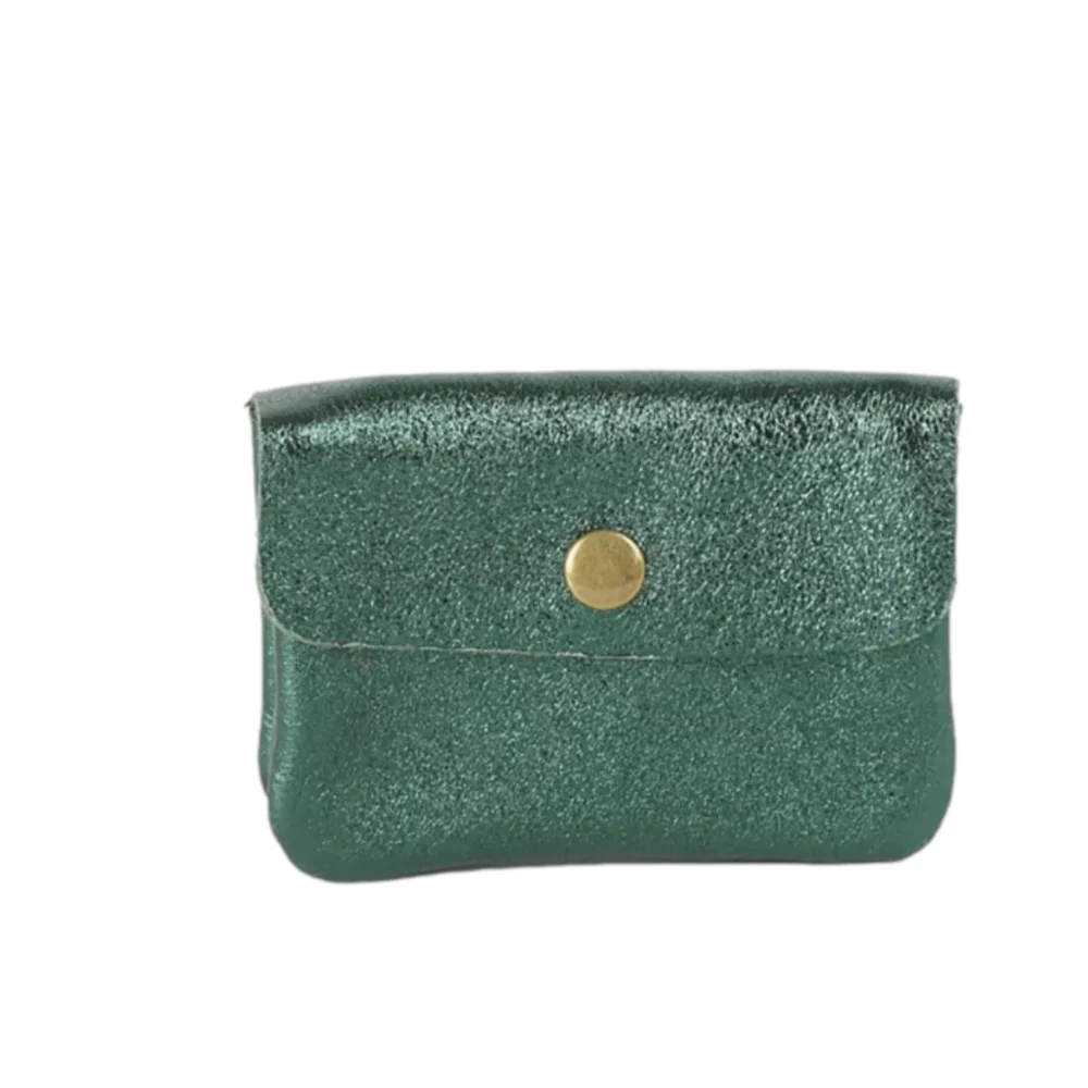 Metallic Coin Purse in Green by Maison Fanli