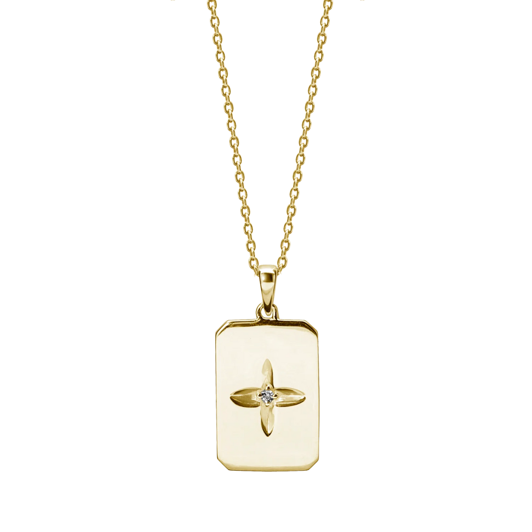 Hanging Rectangle Necklace in Gold by Murkani
