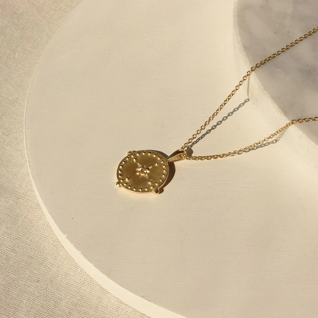Pendant Disc Necklace in Gold by Murkani