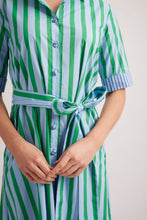 Load image into Gallery viewer, Tartufo Parasol Dress in Blue/Green Stripe by Alessandra
