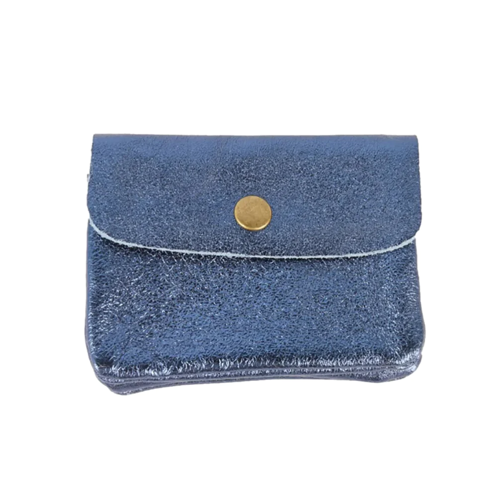 Metallic Coin Purse in Blue Jean by Maison Fanli