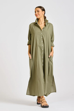 Load image into Gallery viewer, Luna Long  Shirt Dress in Khaki by Shirty
