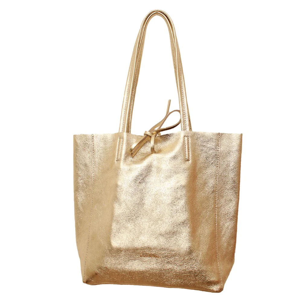 Medium Metallic Tote in Gold by Maison Fanli