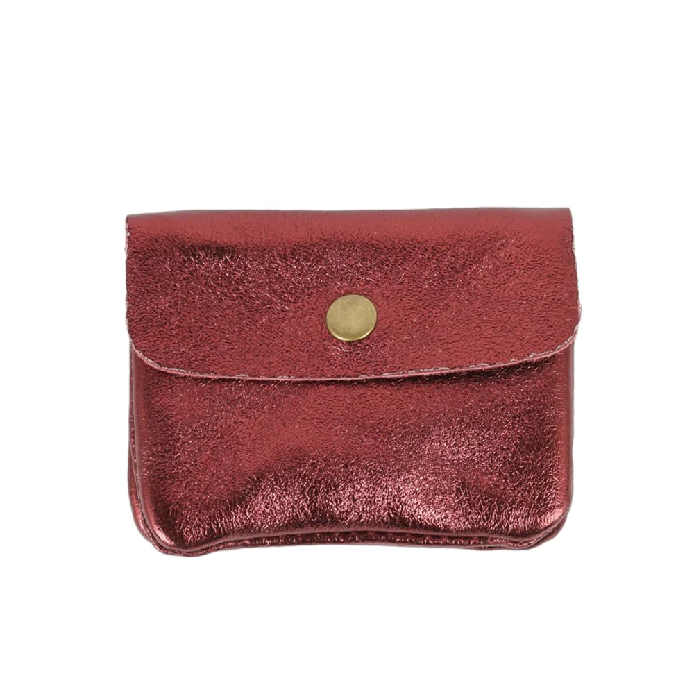 Metallic Coin Purse in Bordeaux by Maison Fanli