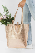Load image into Gallery viewer, Large Metallic Tote in Old Gold by Maison Fanli
