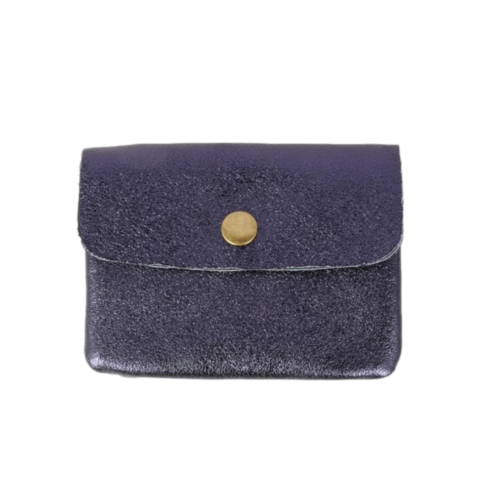 Metallic Coin Purse in Marine by Maison Fanli