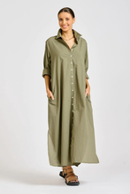 Load image into Gallery viewer, Luna Long  Shirt Dress in Khaki by Shirty
