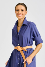 Load image into Gallery viewer, Luna Long  Shirt Dress in Navy by Shirty
