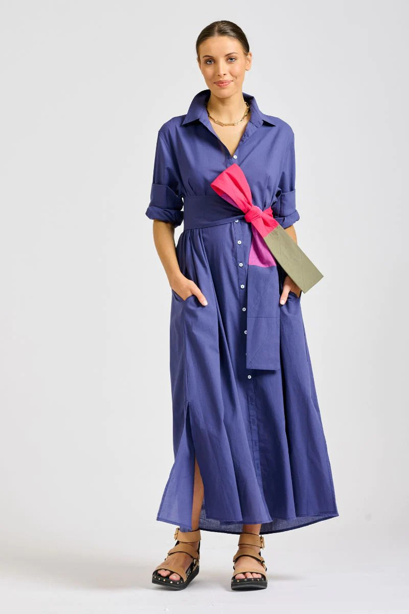 Luna Long  Shirt Dress in Navy by Shirty