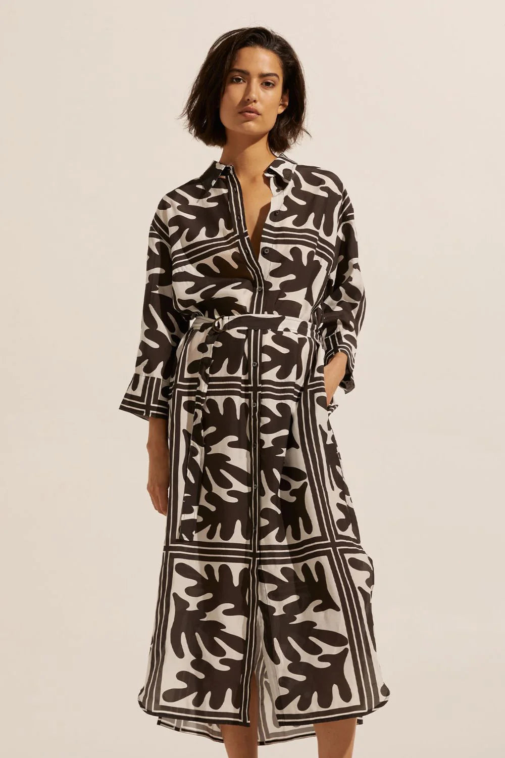 Pinpoint Dress in Frond Choc by Zoe Kratzmann