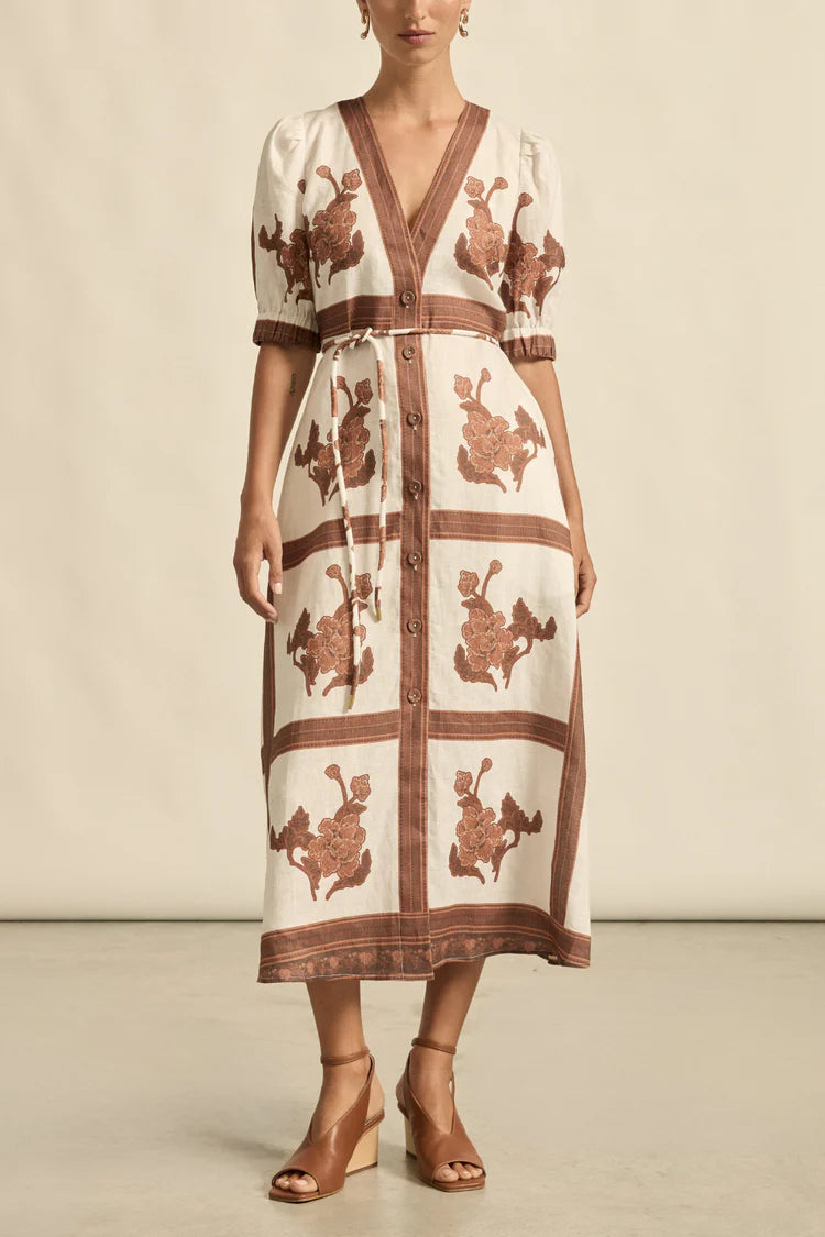 Portrait Dress in Coffee Collage by Zoe Kratzmann