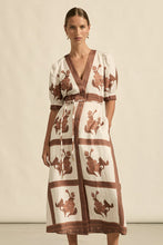 Load image into Gallery viewer, Portrait Dress in Coffee Collage by Zoe Kratzmann
