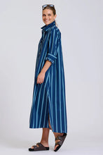 Load image into Gallery viewer, Luna Long Line Oversized Shirt Dress in Navy with Green Stripe by Shirty
