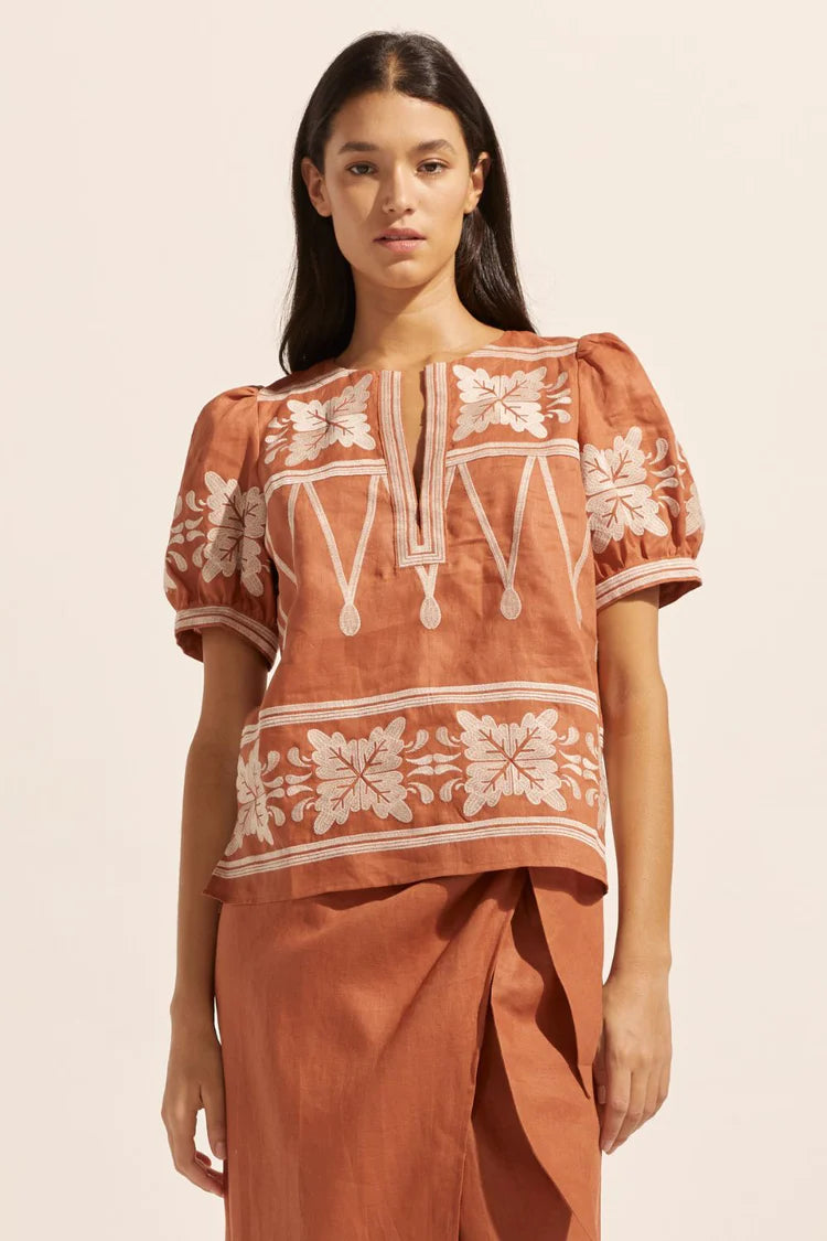 Venture Top in Ginger Embroid by Zoe Kratzman