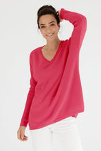 Load image into Gallery viewer, Boyfriend V-Neck Sweater in Watermelon by Mia Fratino
