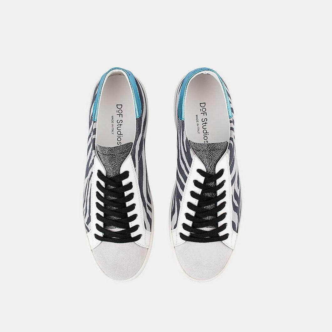 Indiana Sneaker in Zebra/Azzuro by DOF Studios