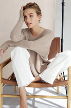 Load image into Gallery viewer, Boyfriend V-Neck Sweater in Barley by Mia Fratino
