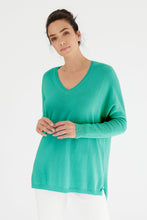 Load image into Gallery viewer, Boyfriend V-Neck Sweater in Turquoise by Mia Fratino
