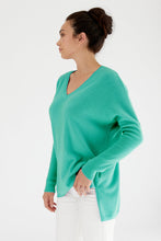 Load image into Gallery viewer, Boyfriend V-Neck Sweater in Turquoise by Mia Fratino
