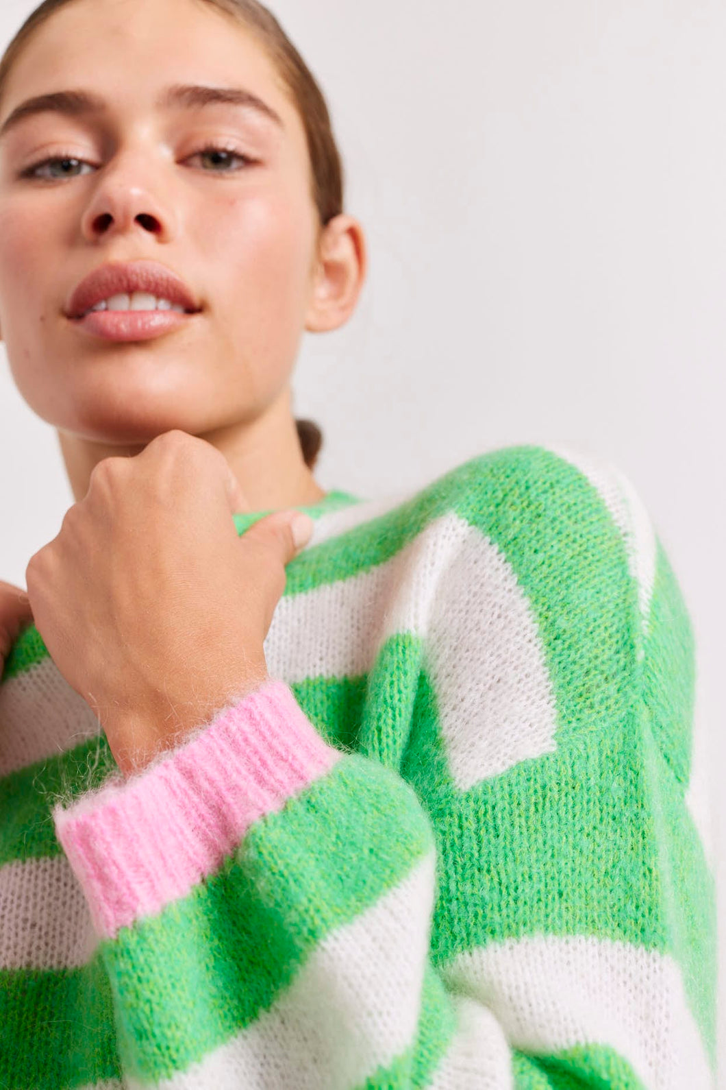 Tabby Stripe Mohair Sweater in Apple by Alessandra