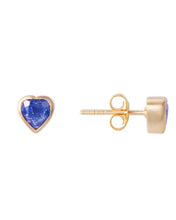 Load image into Gallery viewer, Blue Sapphire Heart Studs by Fairley
