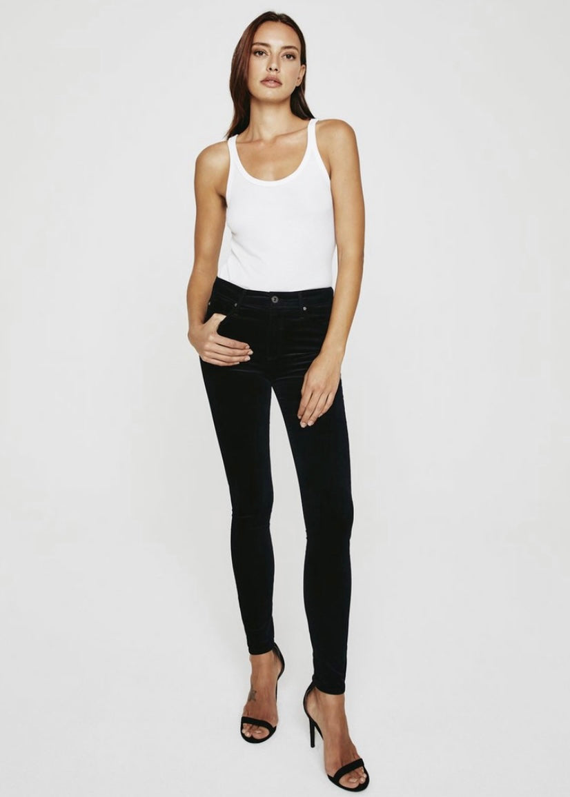 Farrah Skinny Velvet Jeans in Black by AG