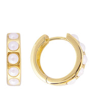 Load image into Gallery viewer, Crystal Pearl Midi Hoops by Fairley
