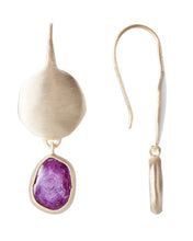Load image into Gallery viewer, Gold Ruby Sunrise Hooks by Fairley
