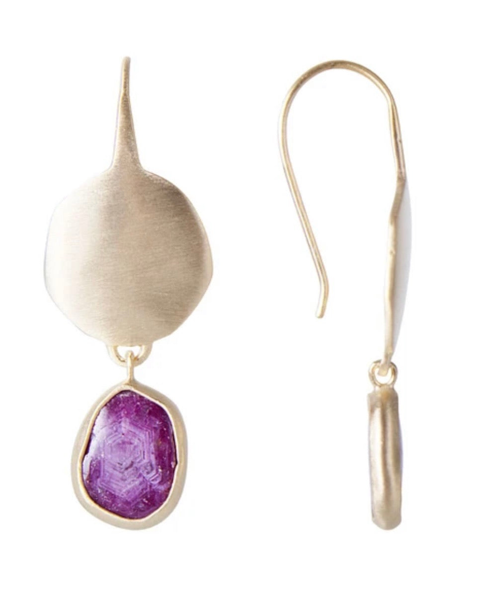 Gold Ruby Sunrise Hooks by Fairley