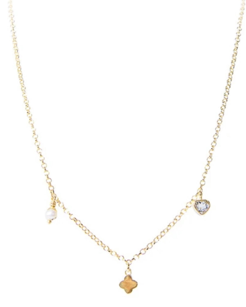 Aqua Heart Charm Necklace by Fairley