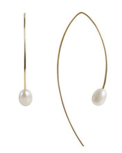 Load image into Gallery viewer, Gold Pearl Curve Earrings by Fairley
