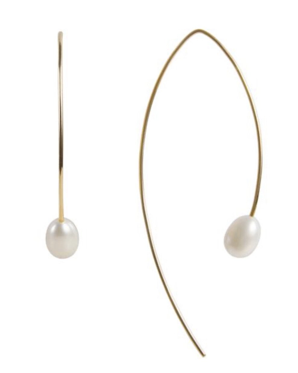 Gold Pearl Curve Earrings by Fairley