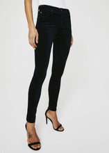 Load image into Gallery viewer, Farrah Skinny Velvet Jeans in Black by AG

